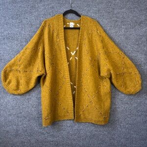 Anthropologie Akemi + Kin Janet Ribbon Cardigan Mustard One Size Boho